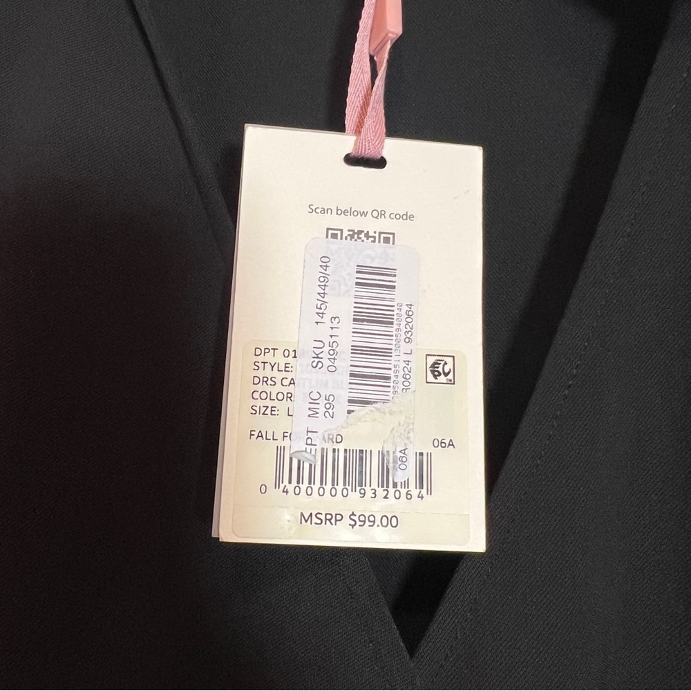 NWT Alex Marie Black Long Sleeve Midi Wrap Dress Size Large - Picture 8 of 10